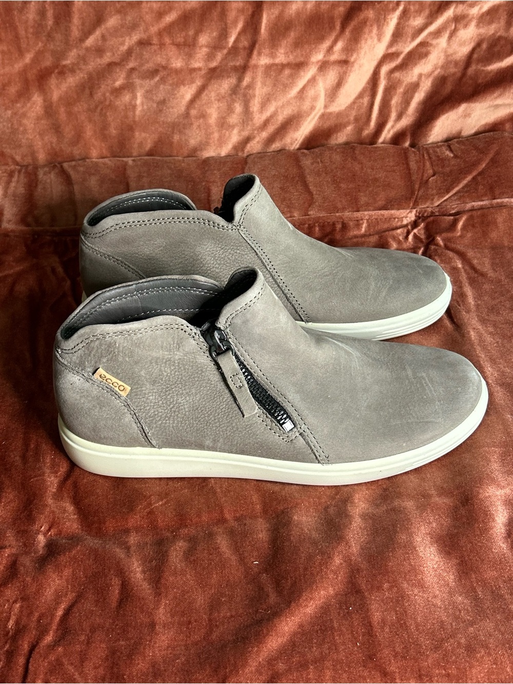 Ecco Grey Suede Chukka Boot with Side Zip